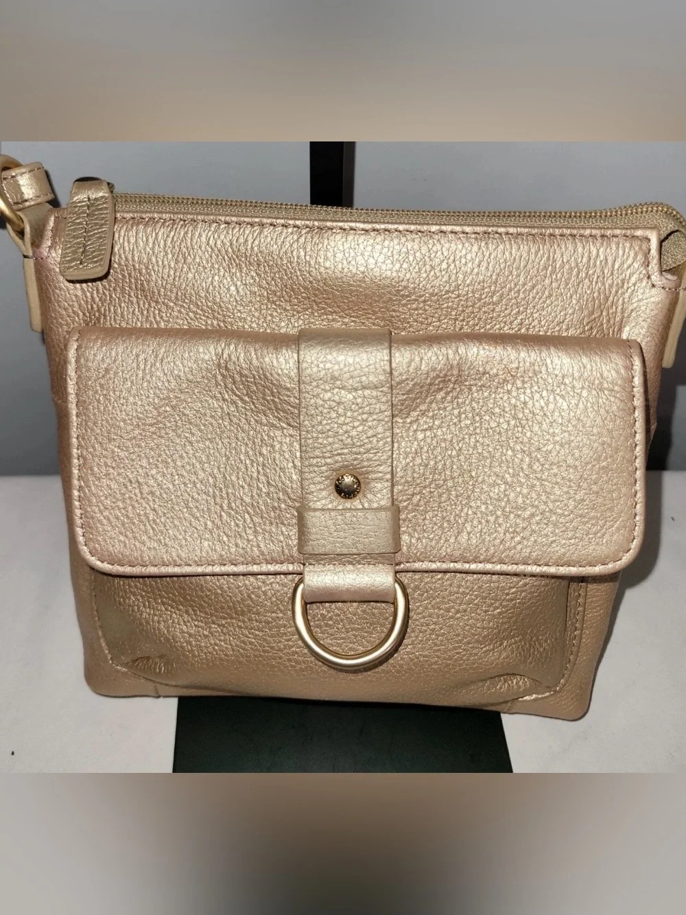 Fossil Metallic Crossbody Bag Bronze Gold Leather Vintage Y2K